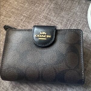 Coach Black and Brown Signature Wallet